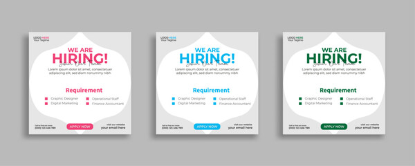 Wall Mural - We are hiring job vacancy social media post or square web banner template vector design