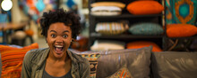 Excited Shopper In Home Decor Store