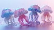 3D rendered colorful jellyfish on a gradient background.