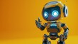cartoon cute robot standing on studio background