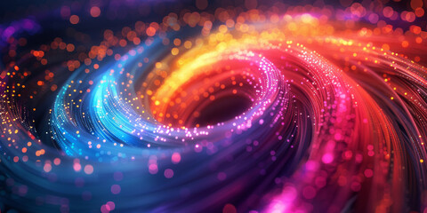 Wall Mural - Luminous Galactic Whirl Spectrum Neon Hues Wallpaper Background Cosmic Celestial