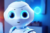Fototapeta Desenie - close-up view of a nice clean detailed futuristic robotic housekeeper robot-android