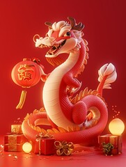 Wall Mural - dragon with background