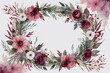 watercolor floral corolla with pink, red and white flowers 