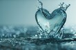 Liquid water splash forming heart shape, love and conservation concept, 3D illustration