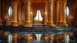 Ornate Golden Columns in Luxurious Palace with Marble Steps