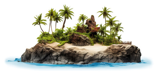 Wall Mural - Picturesque palm island, cut out