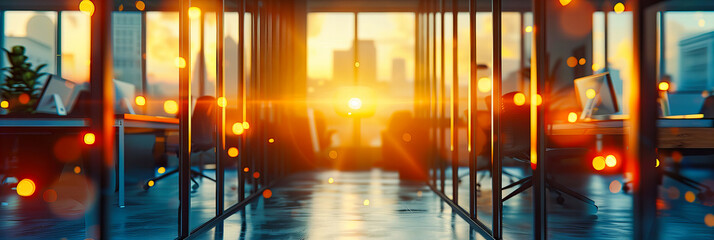 Wall Mural - busy city street at sunset, capturing the dynamic movement and urban landscape of modern transportat
