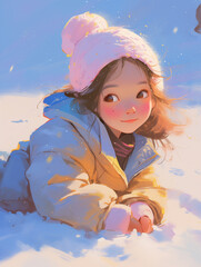 Wall Mural - girl in winter clothes