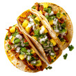 © MDNANNU - Mexican tacos al pastor with pineapple, cilantro, and onions, served on corn tortillas, isolated on transparent background