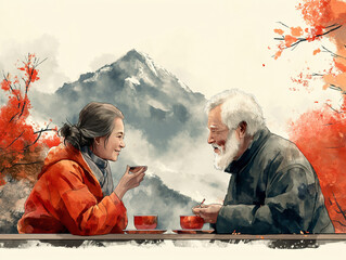 Wall Mural - couple in winter