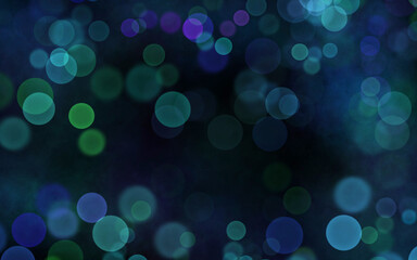 Wall Mural - Abstract  blue, green bubbles, bokeh. Festive soft background with colored circles.