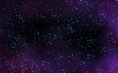 Wall Mural - abstract background with purple and blue clouds and haze and blue stars. fantasy night sky