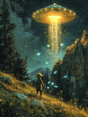 Wall Mural - ufo in space