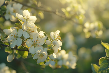 Sticker -  orchard in full bloom, with the sweet aroma of fruit blossoms in the air