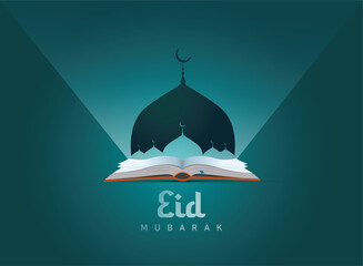 Wall Mural - Eid Mubarak Islamic education background template vector Illustration.