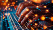 © Нина Башарова - A man is typing on a laptop keyboard, close-up.