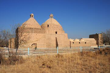 Sticker - Astana Baba Mausoleum was built in the 12th century during the Great Seljuk period. The brick art in the building is striking. Kerki, Turkmenistan.