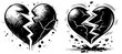 broken heart nocolor vector illustration silhouette for laser cutting cnc, engraving, black shape decoration