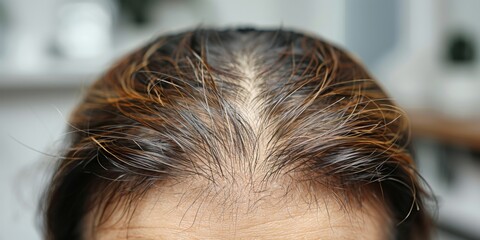 Canvas Print - treatment hair transplants top of womans head 