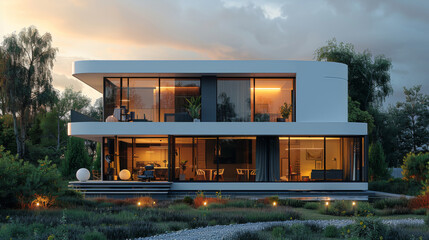 Leinwandbilder - Modern House With Abundant Windows