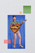 © deagreez - Composite collage picture image of funny male listen music have fun play guitar musician fantasy billboard comics zine