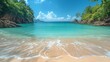 tropical beach on summer day with seaside and sea or ocean in island