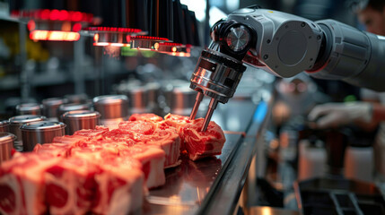 Leinwandbilder - Food Processing Machine Operating on Ingredients