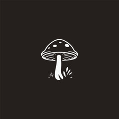 Poster - mushroom vector icon.Simple Modern Isolated Farm Black Organic Food Concept.