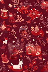 Sticker - red christmas background