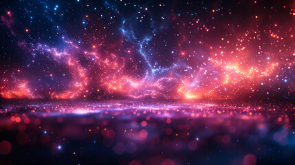 Futuristic neon blue light nebula radiating energy in the vastness of dark space - Generative AI