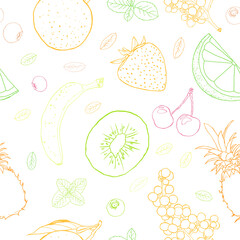 Wall Mural - Fruit sketch art illustration seamless pattern