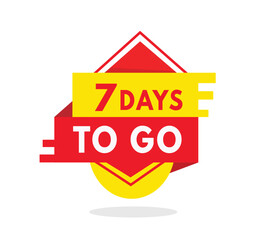 Wall Mural - 7 days to go red label last countdown icon, vector. Modern style design template for banner, advertising, marketing.