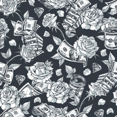 Poster - Dirty money monochrome pattern seamless