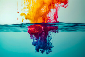 Poster - Colorful splashy mess of red blue and yellow paint is made to look like painting of colorful splash of water.