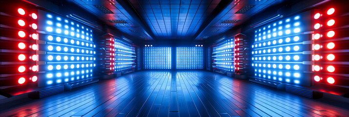 Wall Mural - modern tech hallway: a brightly lit corridor showcasing cutting-edge design and futuristic architect