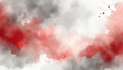 artistic gray, blood-red and white watercolor background with abstract cloudy sky concept. grunge ab