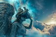 A virtual reality experience exploring mythological stories of celestial beings and their influence