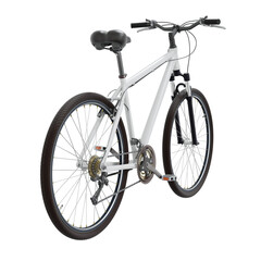 Wall Mural - White bicycle with black leather saddle and handles. Png clipart isolated on transparent background