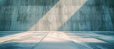 Fototapeta Perspektywa 3d - An empty architectural space with shadows cast on a textured concrete wall and marble floor, light background, concept of minimalism. Generative AI