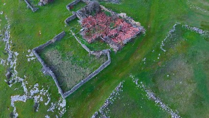 Wall Mural - Eras and town in Aldehuela de Calatañazor from a drone view. Tierras del Burgo region. Province of Soria. Castile and Leon. Spain. Europe