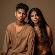 Young Love: Indian Teenage Couple in Studio Portrait generative ai
