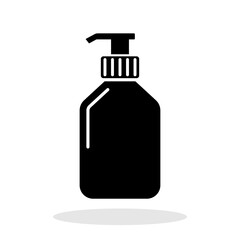 Wall Mural - Liquid soap bottle icon. Hand gel icon. Black body soap icon isolated on white background