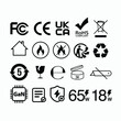 Vector symbols for packaging and labels used on prepacked food, liquid, Cosmetic products, electronic items. E-sign (E-Mark)