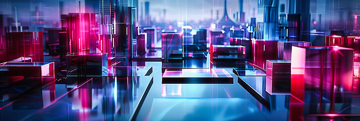 Wall Mural - the blueprint of tomorrow, lines of light connecting in a digital web of future technology