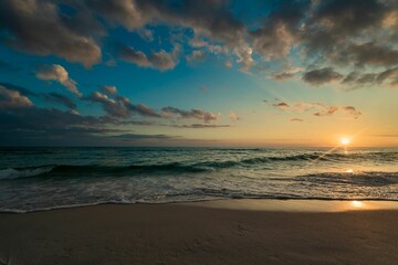 Sticker - Idyllic beach scene featuring a beautiful sunset over the ocean in Destin, Florida