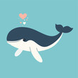 Cute adorable whale cartoon illustration vector design for kids
