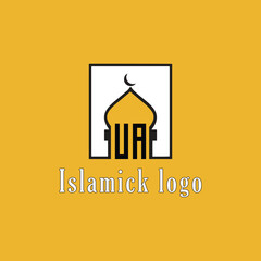 UA initial monogram for islamic logo with mosque icon design