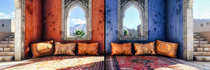 Wall Mural - Traditional Moroccan Palace Entrance, Featuring Colorful Design and Intricate Patterns for a Cultural Experience