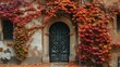 Autumn foliage with vintage window of Prague city in Czech Republic in Europe.